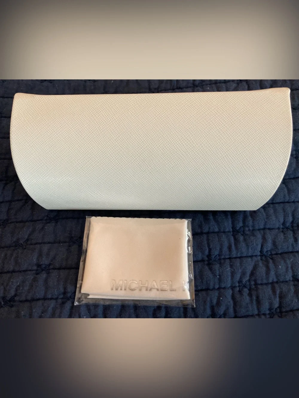 Michael Kors White Textured Sunglasses Case with Matching Cloth